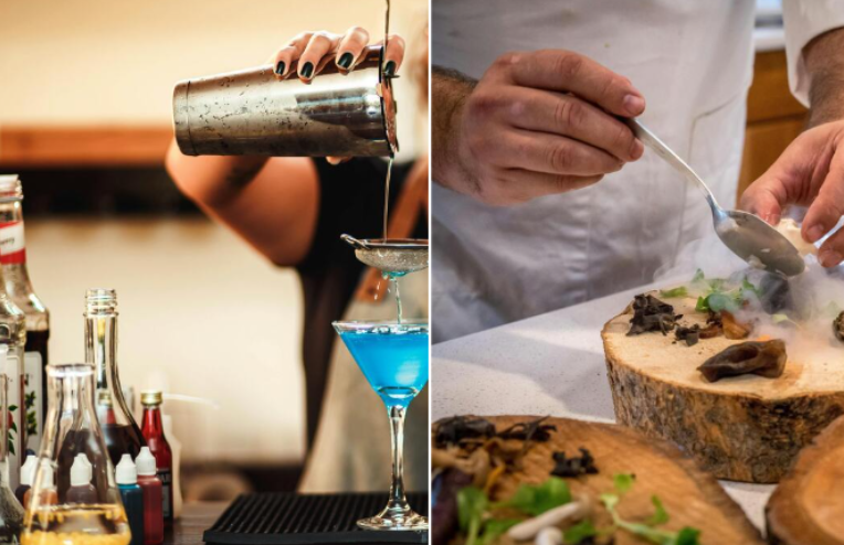 Signature cocktails and gourmet cuisine elevate the wedding celebration experience.