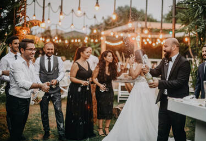 Happy guests in a wedding