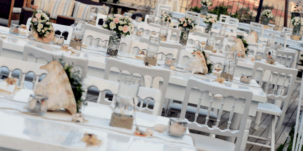 Elegant destination wedding reception tablescape designed for an unforgettable guest experience.