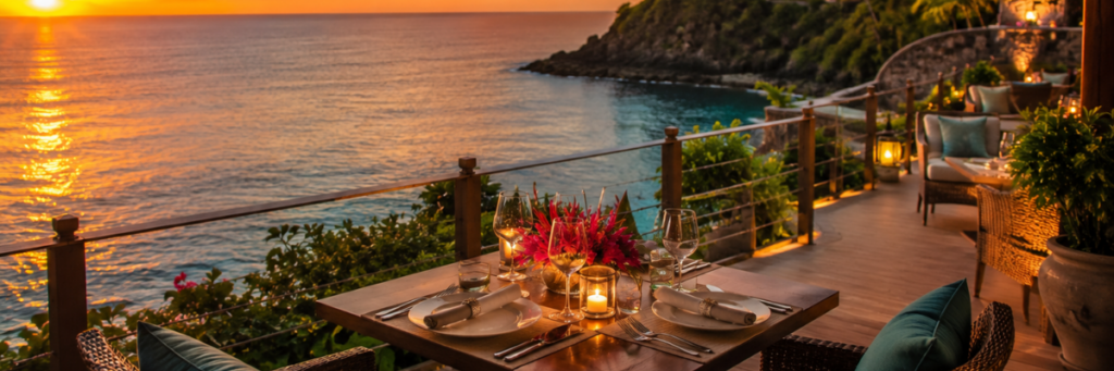 A private terrace transforms an ordinary evening into an unforgettable honeymoon experience with sunset views, ocean breezes, and intimate dining.